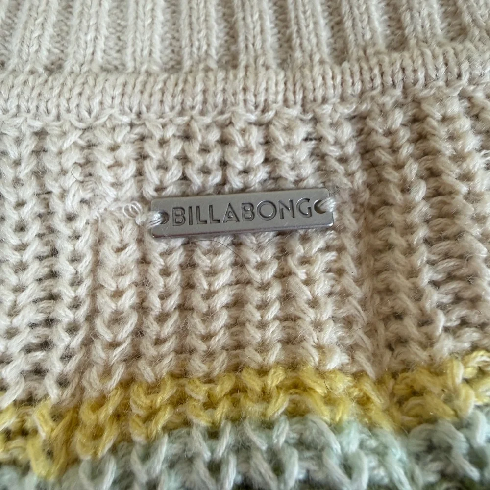Billabong Cream Striped Crew Neck‎ Crop Sweater